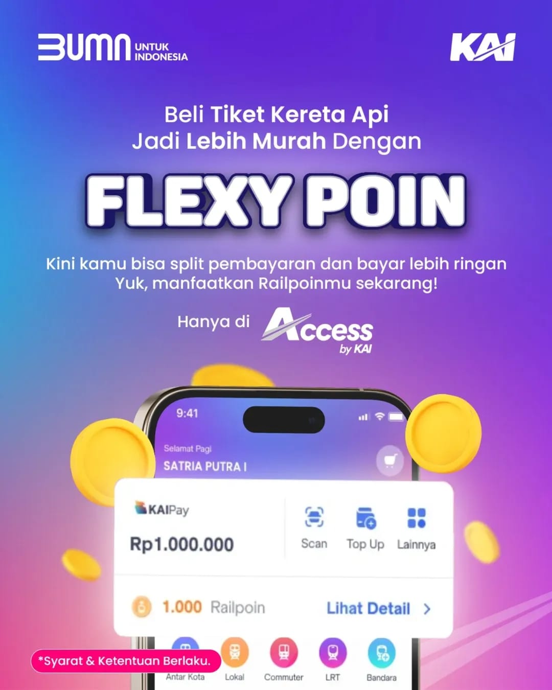 Kabar Gembira! Beli Tiket Kereta Api Kini Lebih Murah dengan Fitur Flexy Poin di Access by KAI